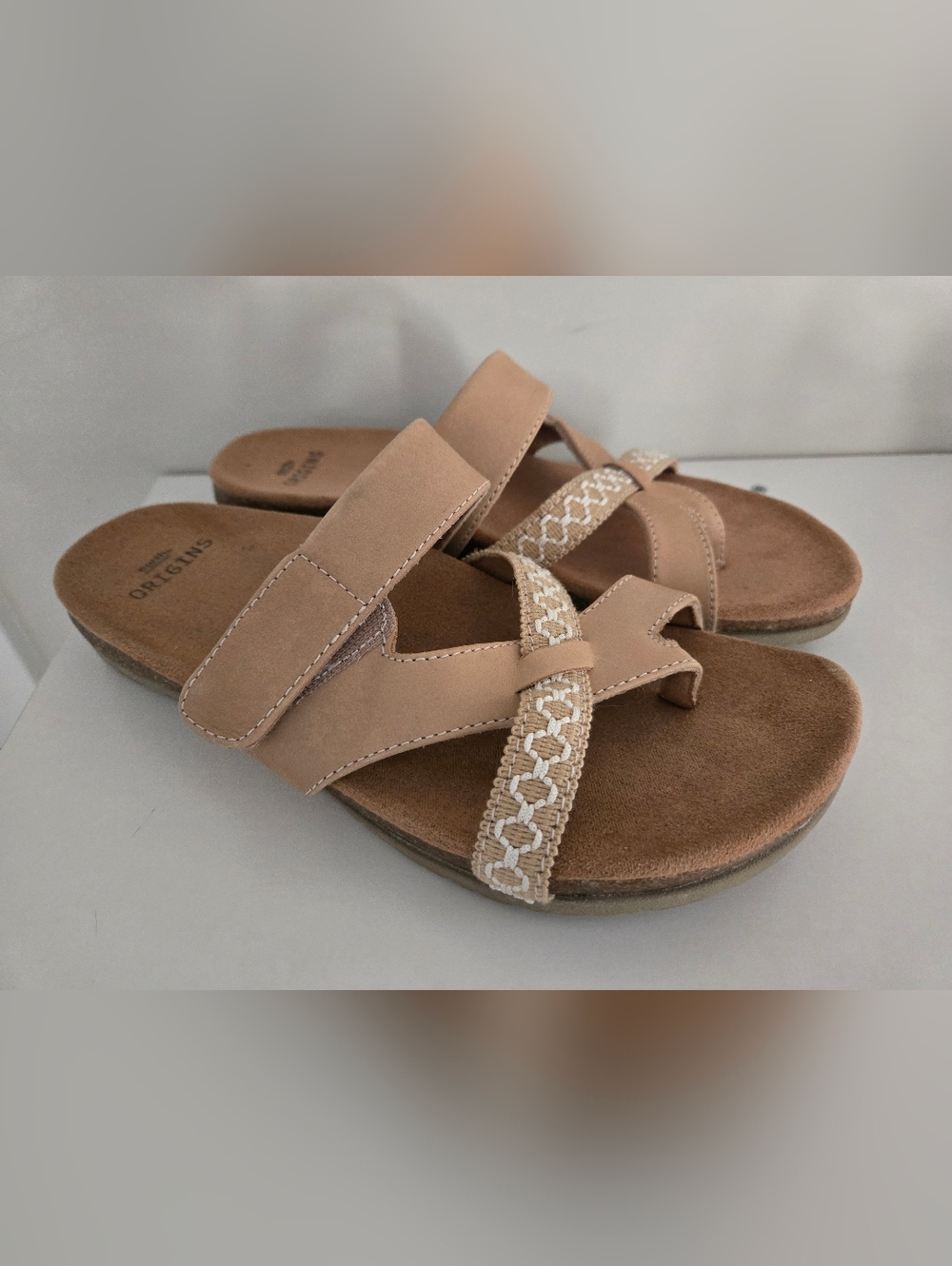 Origins Women's Tan Crisscross Slide Sandals